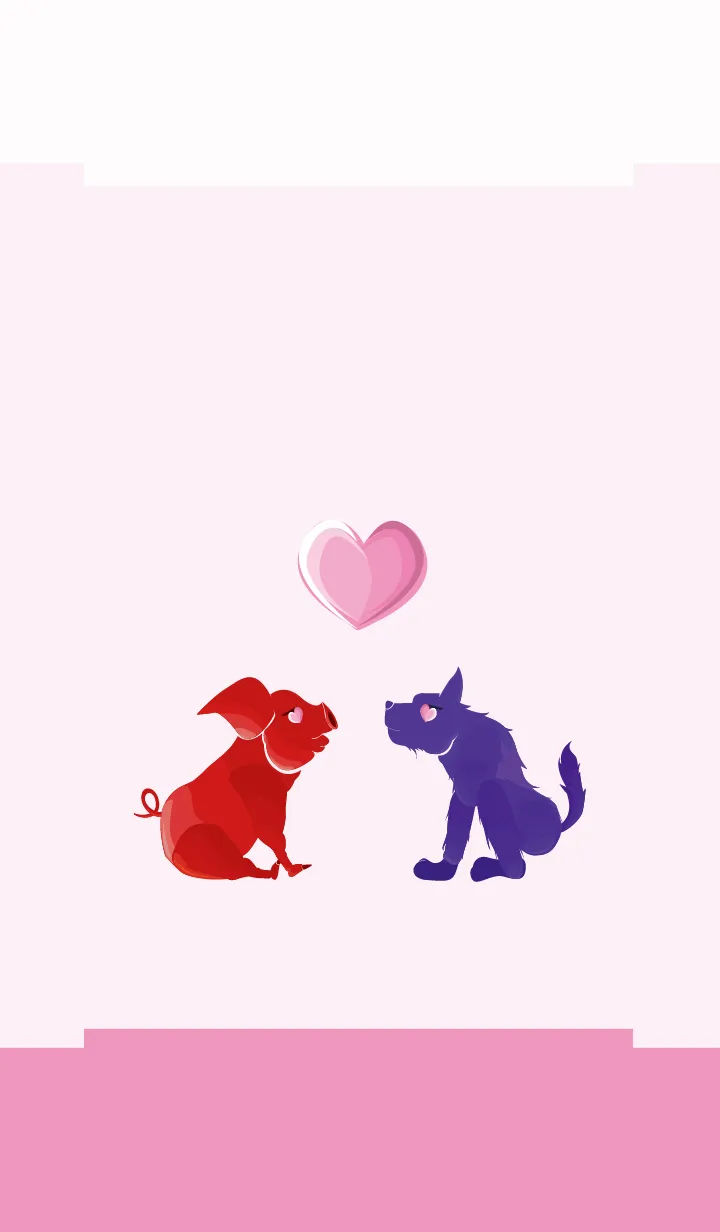 [LINE着せ替え] ekst Red（Pig）Love Blue（Dog）の画像1