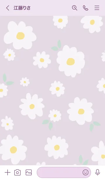 [LINE着せ替え] 白い花と葉っぱ17の画像3