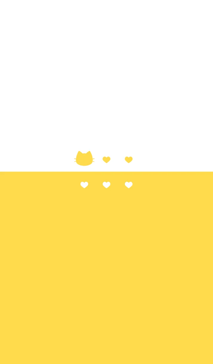 [LINE着せ替え] ねことハート(white&yellow)の画像1