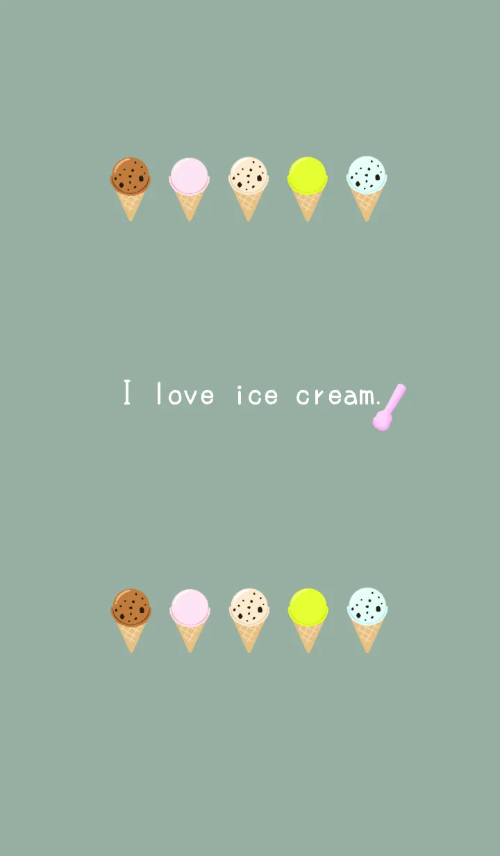 [LINE着せ替え] I love ice cream./くすみグリーンの画像1