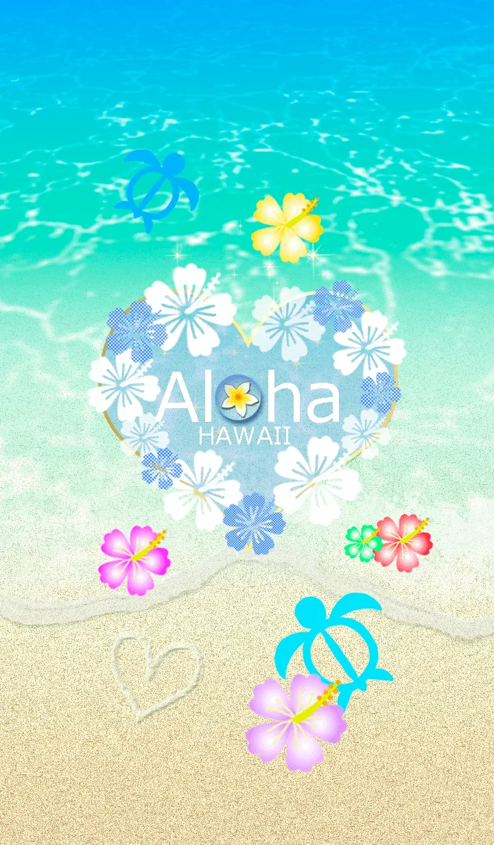 [LINE着せ替え] 海とホヌと花*ハワイ＊ALOHA+294の画像1