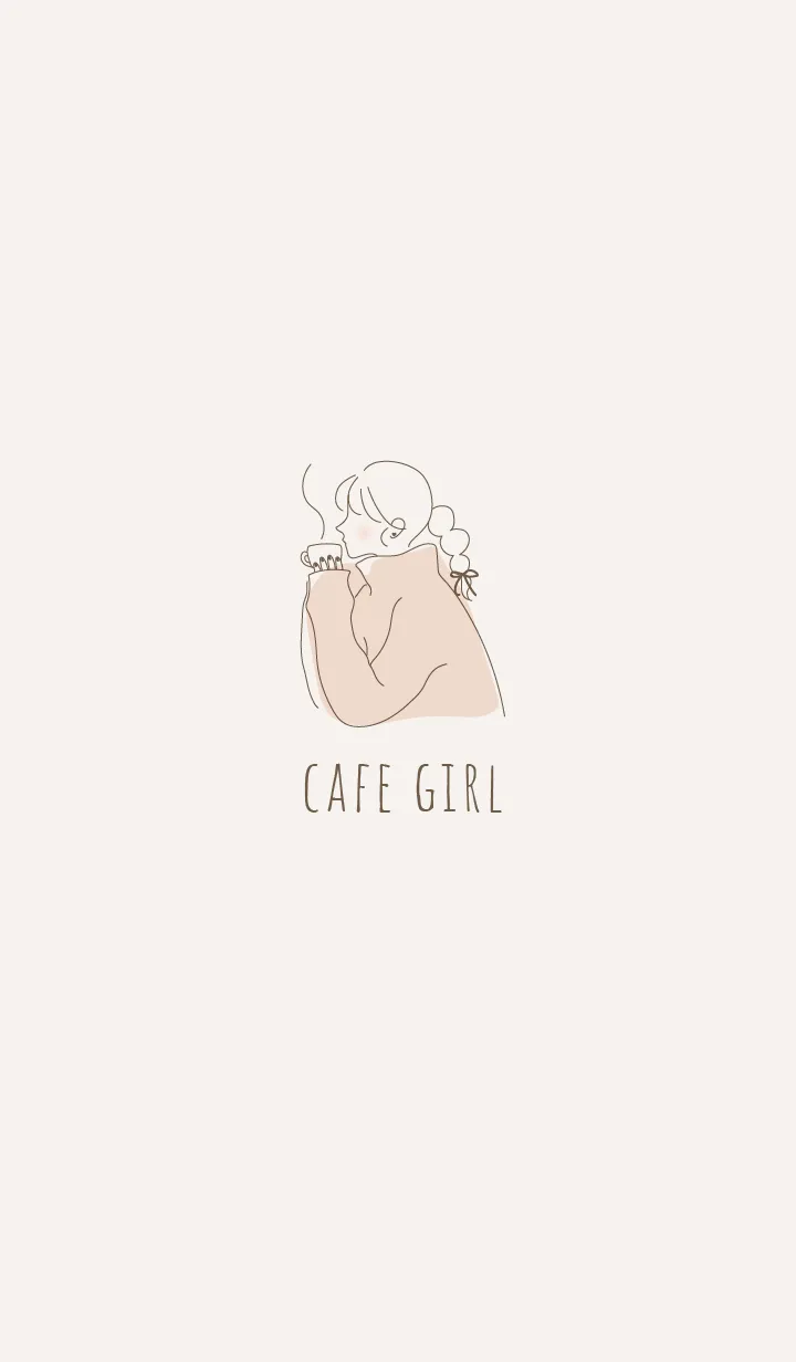 [LINE着せ替え] SIMPLE CAFE GIRL / ベージュの画像1