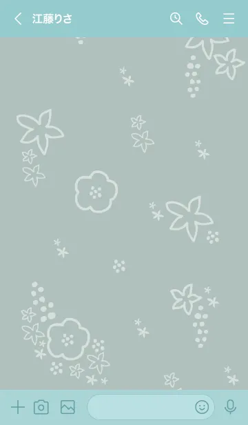 [LINE着せ替え] 白い花 ブルー2の画像3