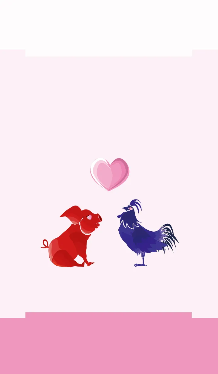 [LINE着せ替え] ekst Red（Pig）Love Blue（Chicken）の画像1