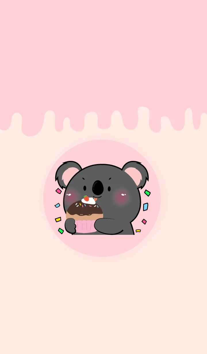 [LINE着せ替え] Simple Black Koala Love Sweet Theme (JP)の画像1
