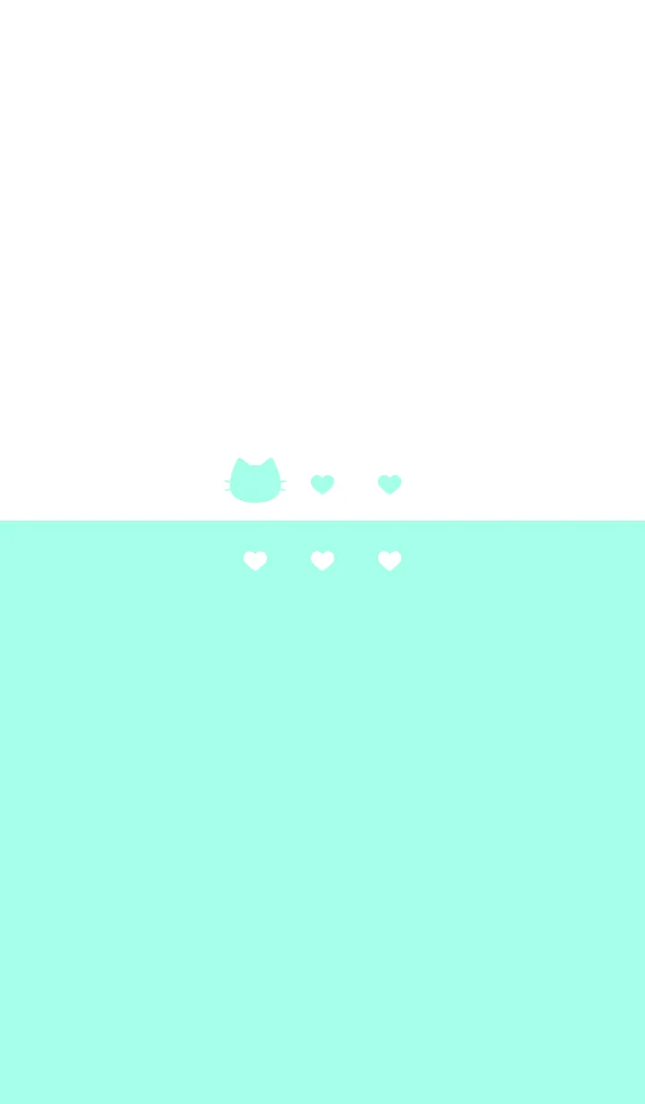 [LINE着せ替え] ねことハート(white&pastel emerald)の画像1