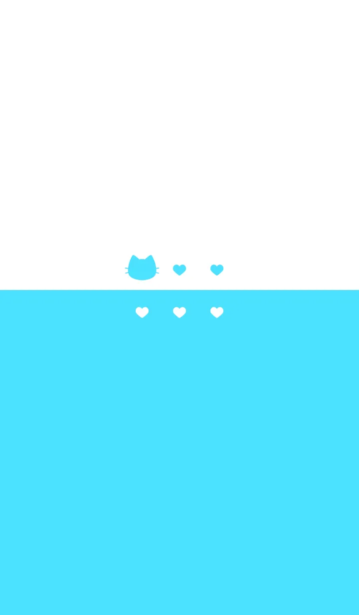 [LINE着せ替え] ねことハート(white&aqua)の画像1