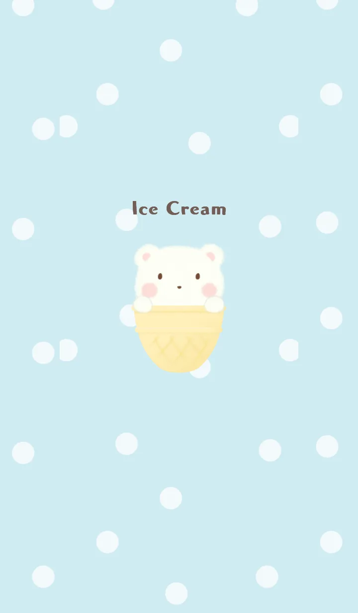 [LINE着せ替え] アイスクリーム -くま- ブルー ドットの画像1