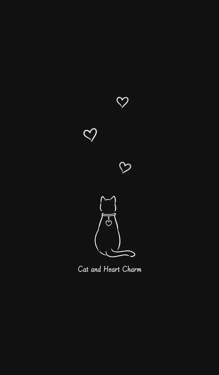 [LINE着せ替え] 猫とハートチャーム (ブラック)の画像1