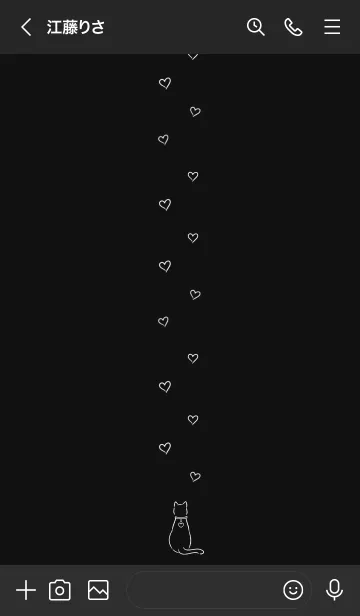 [LINE着せ替え] 猫とハートチャーム (ブラック)の画像3