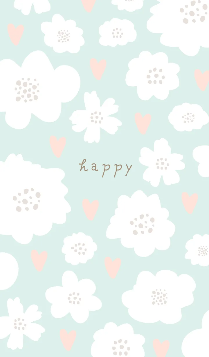 [LINE着せ替え] ハートと白い花18の画像1