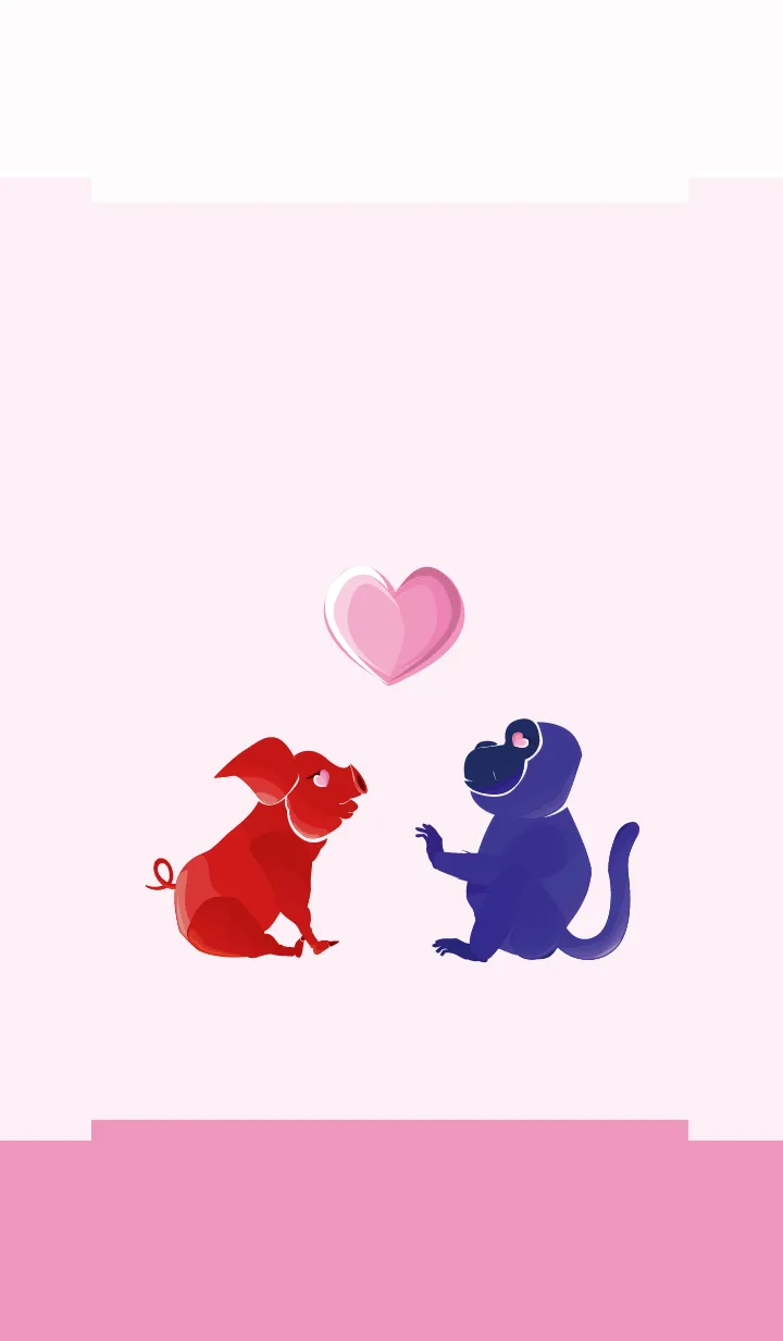 [LINE着せ替え] ekst Red（Pig）Love Blue（Monkey）の画像1