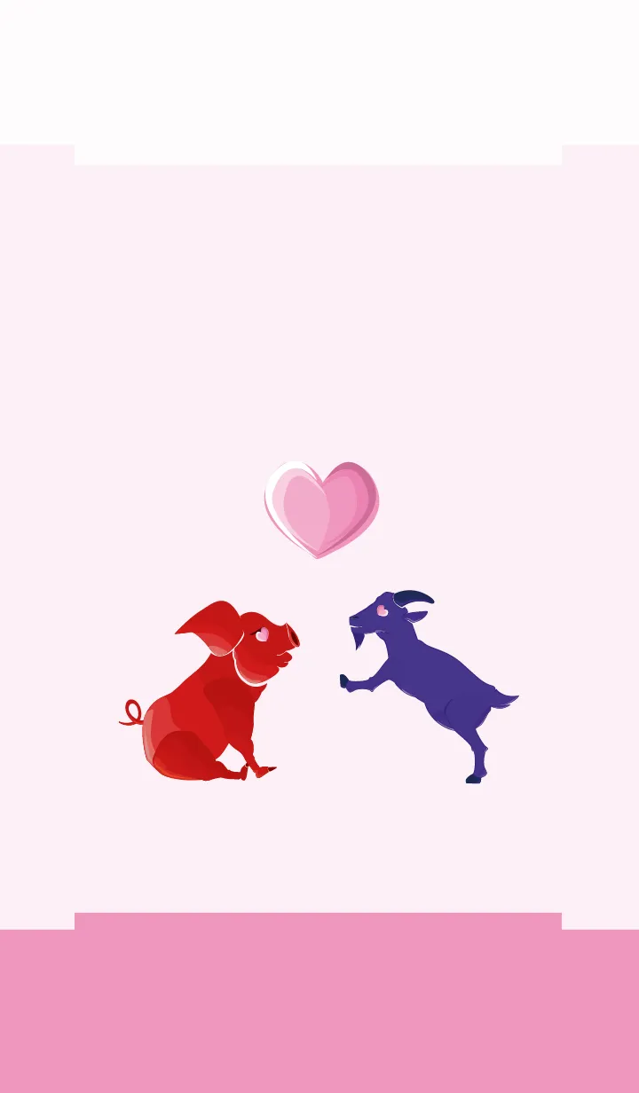 [LINE着せ替え] ekst Red（Pig）Love Blue（Sheep）の画像1