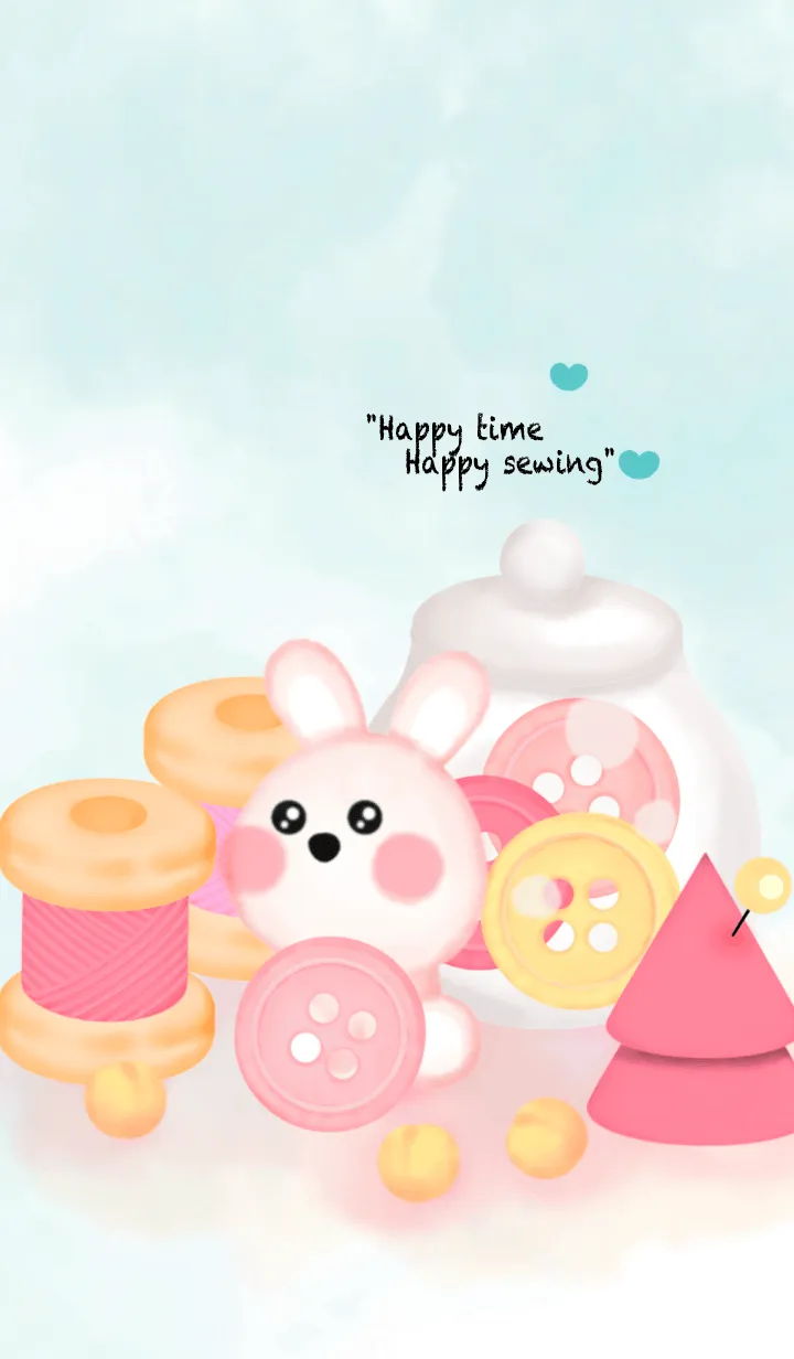 [LINE着せ替え] Happy sew Happy bunny 6の画像1