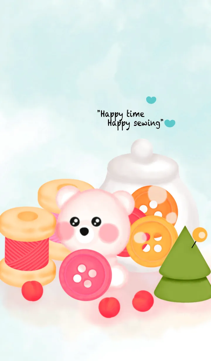 [LINE着せ替え] Happy bear Happy sew 6の画像1