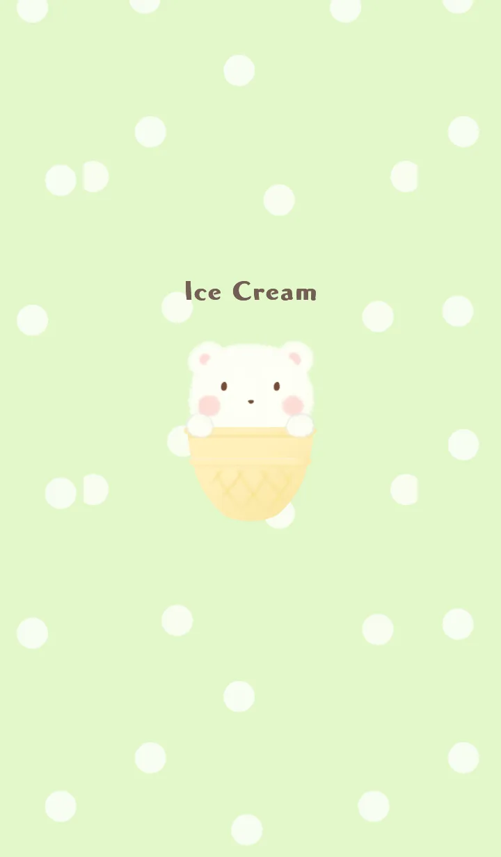 [LINE着せ替え] アイスクリーム -くま- グリーン ドットの画像1