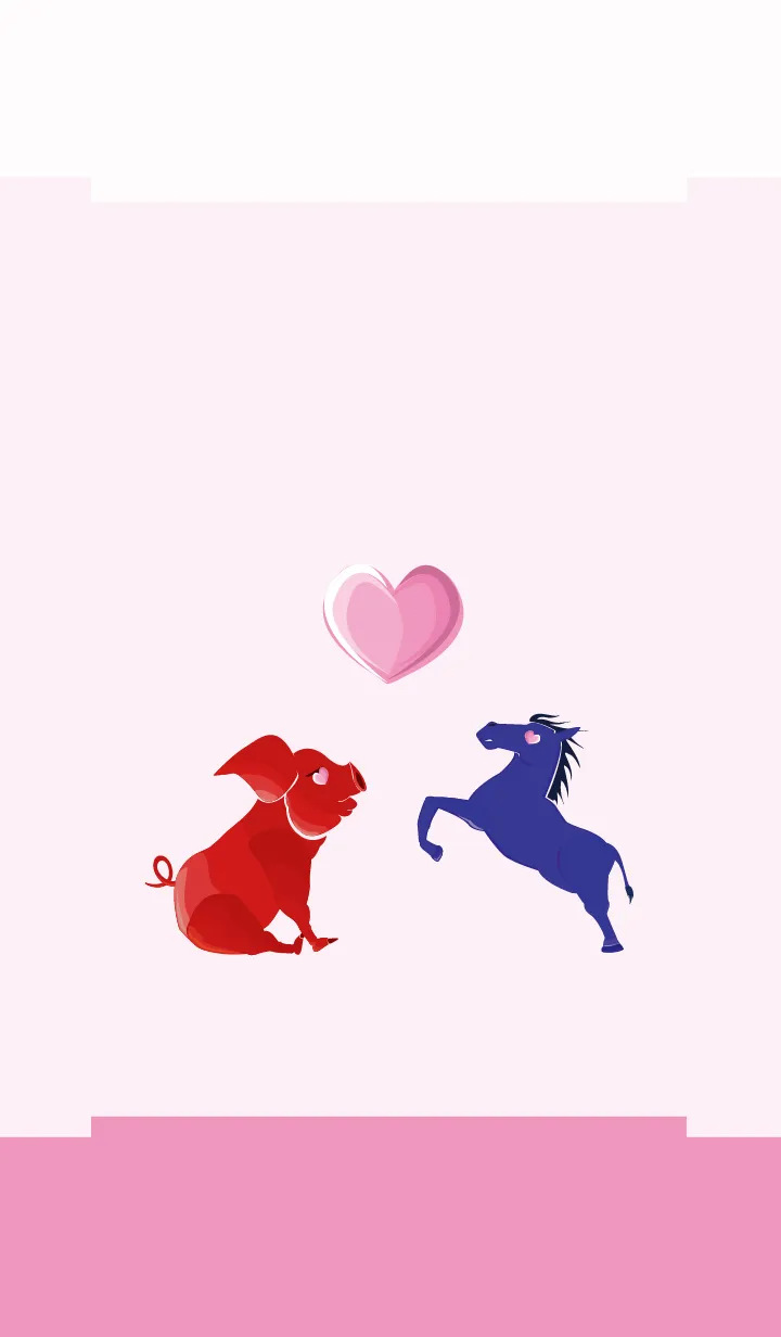 [LINE着せ替え] ekst Red（Pig）Love Blue（Horse）の画像1