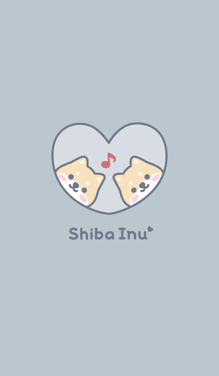 [LINE着せ替え] 柴犬音符[くすみブルー]の画像1