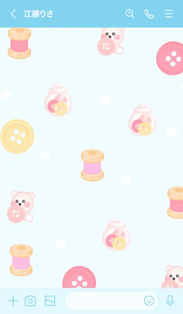 [LINE着せ替え] Cute bear love sewing 6の画像3