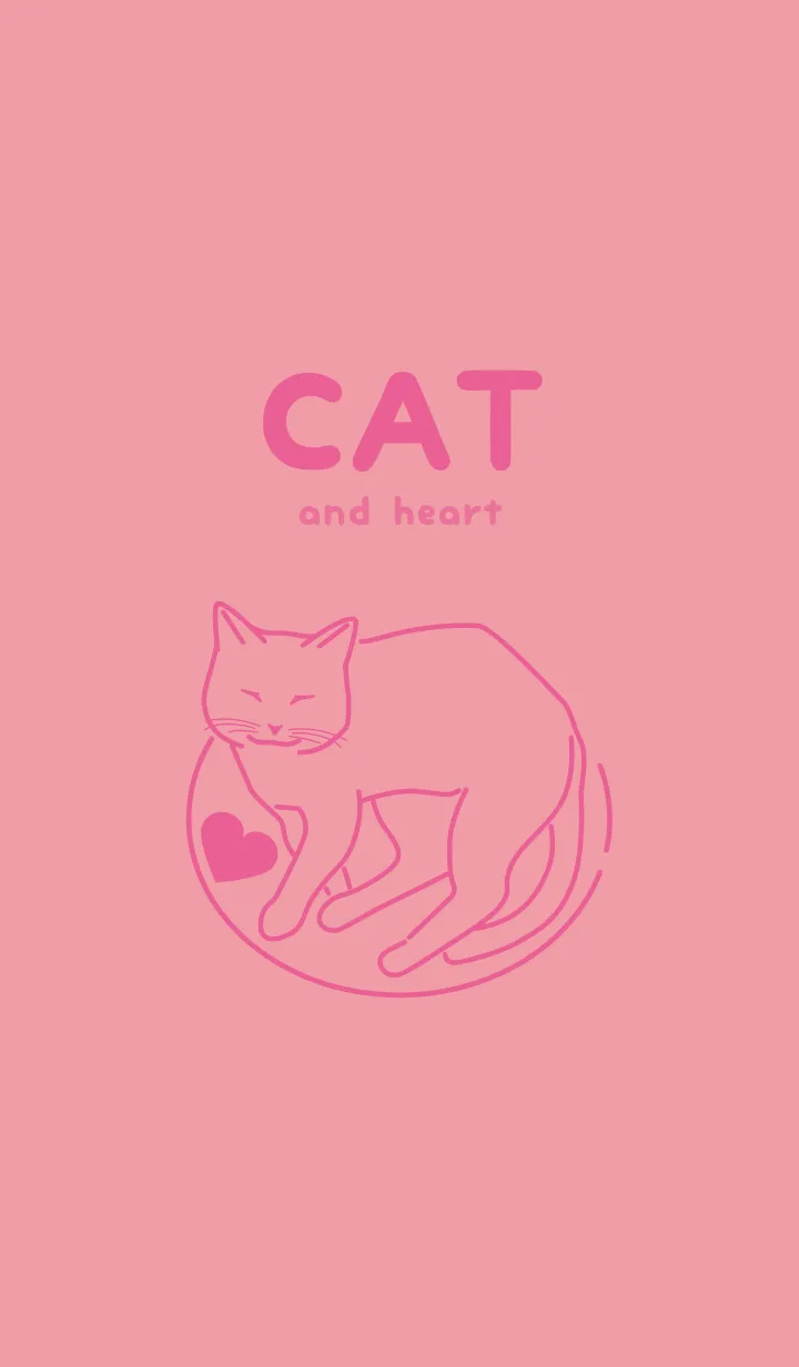 [LINE着せ替え] ネコとハート Rose pinkの画像1