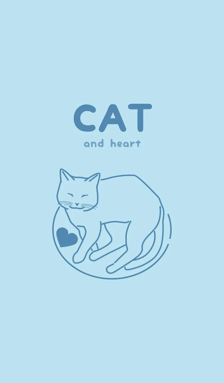 [LINE着せ替え] ネコとハート Baby blueの画像1