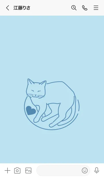 [LINE着せ替え] ネコとハート Baby blueの画像3