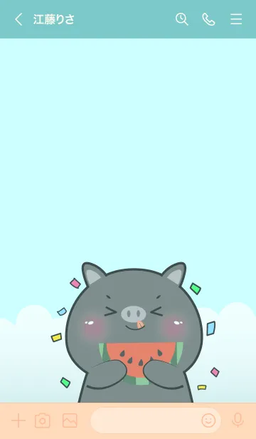 [LINE着せ替え] Simple So Lovely Black Pig Theme (JP)の画像3