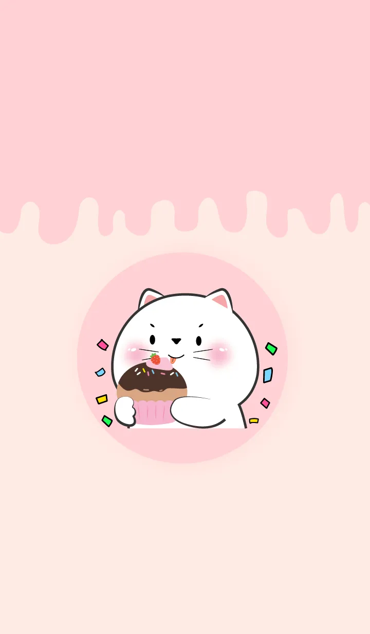 [LINE着せ替え] Simple White Cat Love Sweet Theme (JP)の画像1