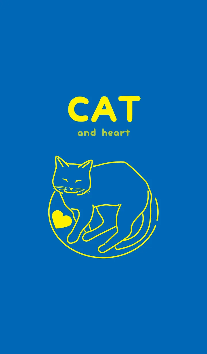 [LINE着せ替え] ネコとハート cobalt blueの画像1