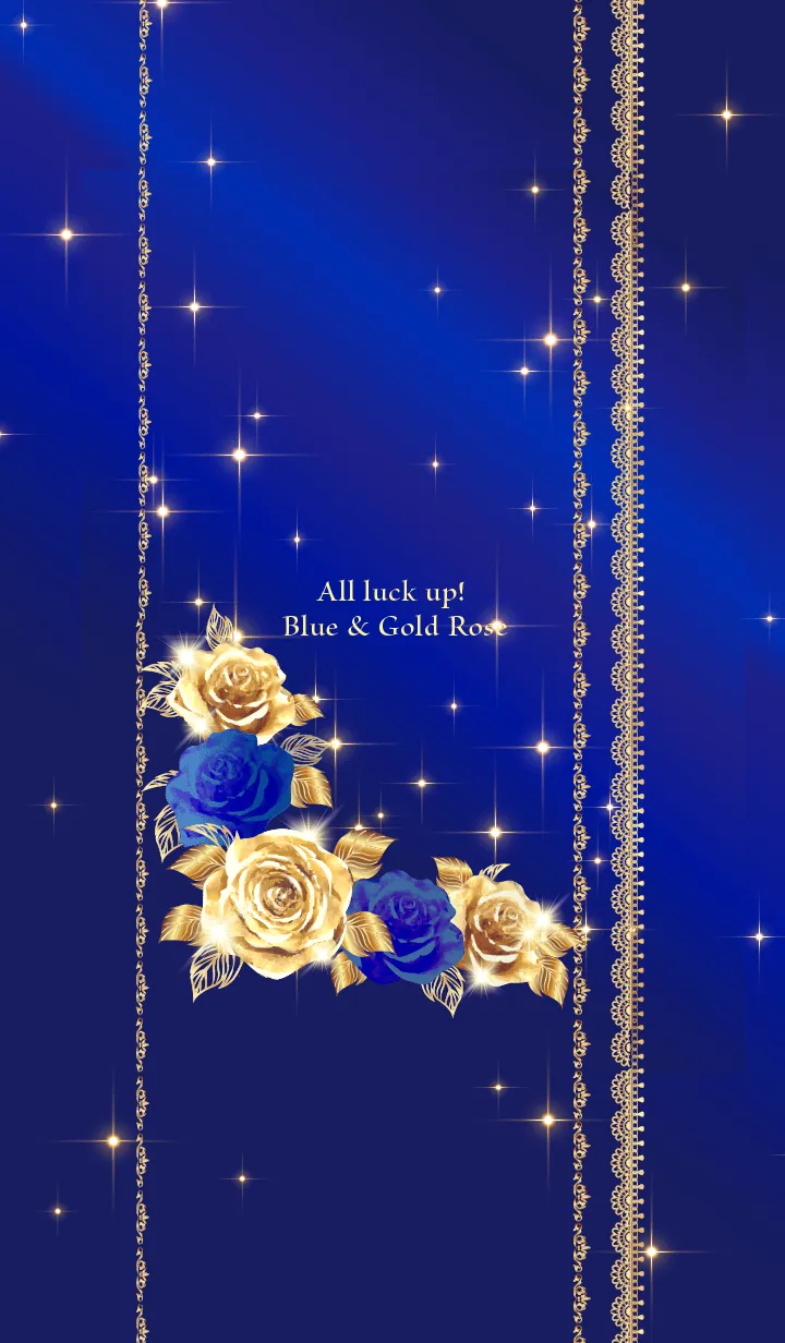 [LINE着せ替え] 全運気アップ！ブルー＆ゴールドローズの画像1