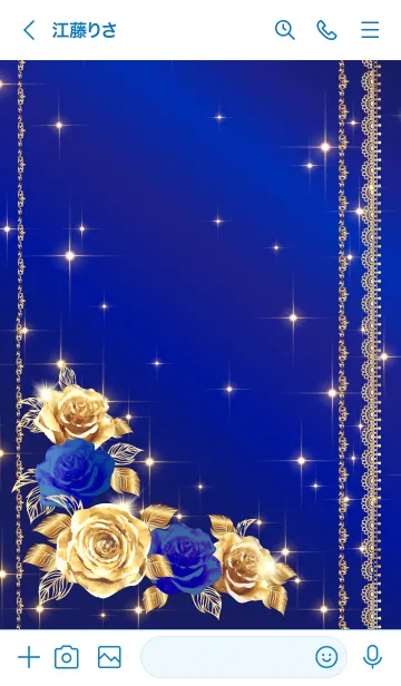 [LINE着せ替え] 全運気アップ！ブルー＆ゴールドローズの画像3