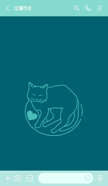 [LINE着せ替え] ネコとハート Blue -conarの画像3