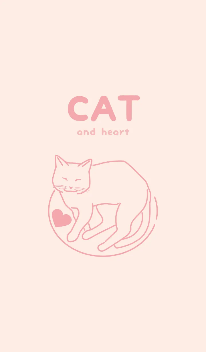 [LINE着せ替え] ネコとハート Deep baby pinkの画像1