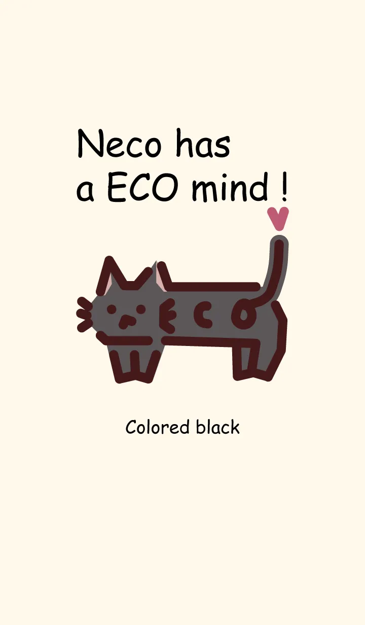 [LINE着せ替え] Neco has a ECO mind ！_色付き_黒の画像1