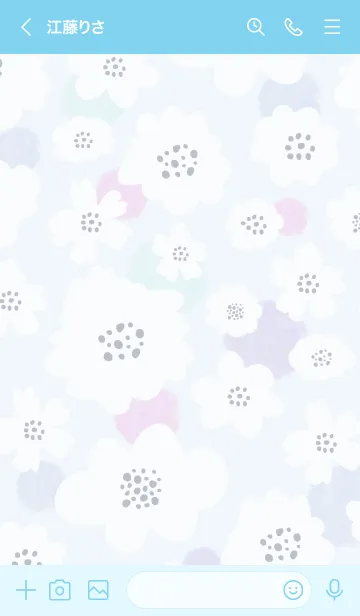 [LINE着せ替え] 白いお花と水玉 ライトブルー3の画像3