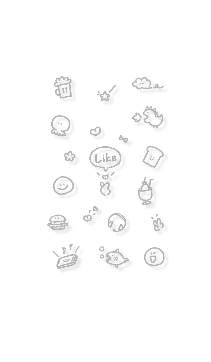 [LINE着せ替え] シンプルアイコン12♬ホワイト01_1の画像1