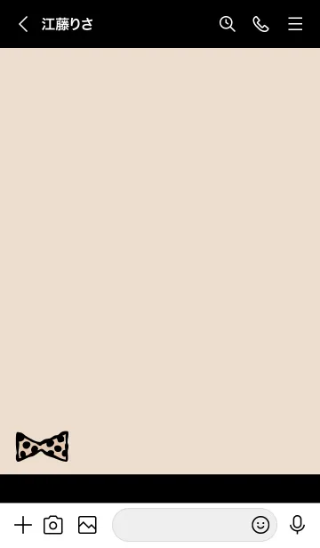 [LINE着せ替え] 水玉リボン ブラック×ベージュ2の画像3