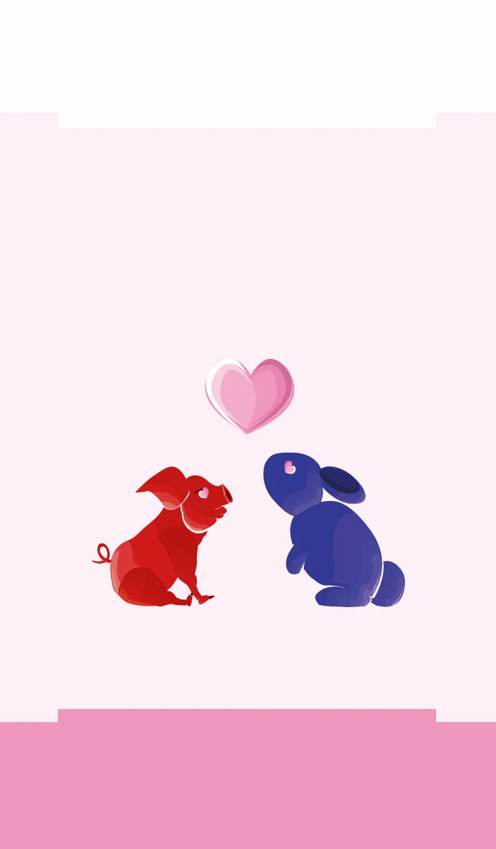 [LINE着せ替え] ekst Red（Pig）Love Blue（Rabbit）の画像1