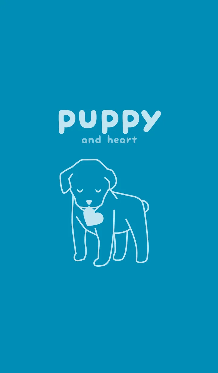 [LINE着せ替え] 子犬とハート Cerulean Blueの画像1
