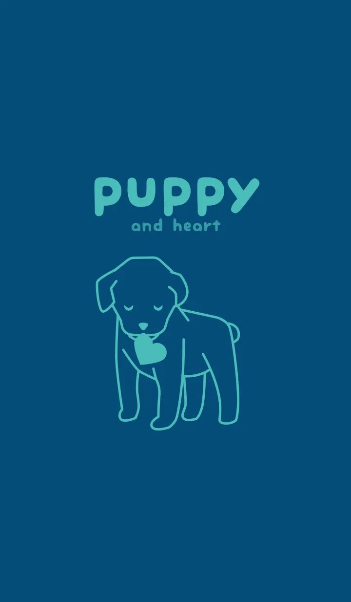 [LINE着せ替え] 子犬とハート Plusian Blueの画像1