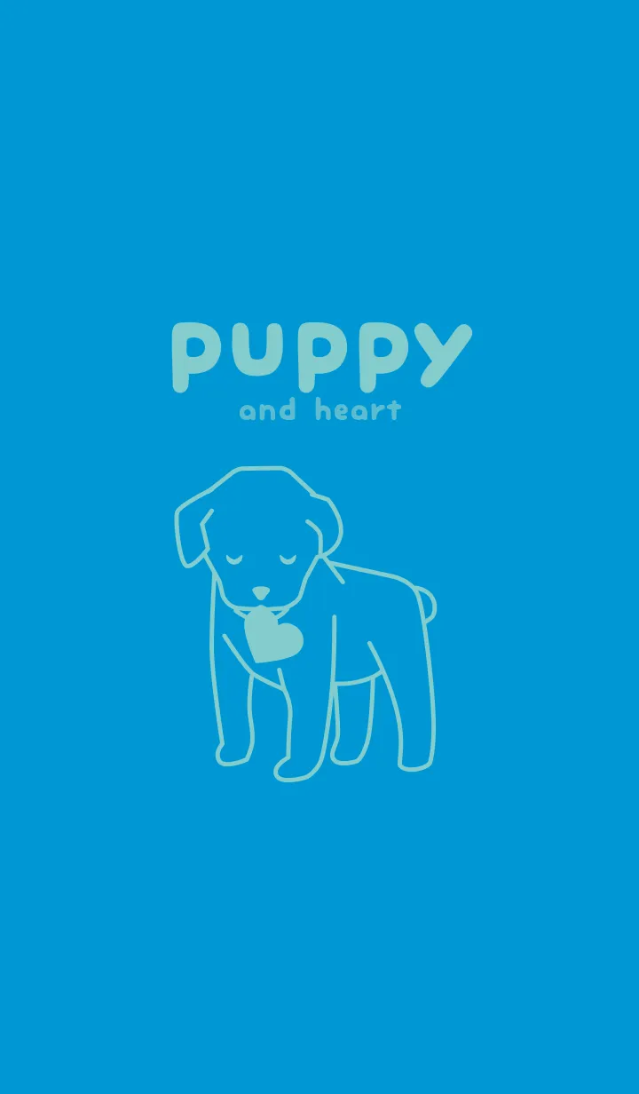 [LINE着せ替え] 子犬とハート Pale yacht blueの画像1