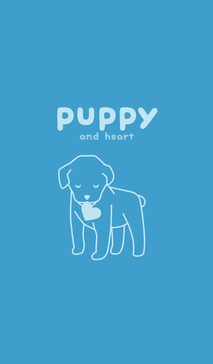 [LINE着せ替え] 子犬とハート Yacht blueの画像1