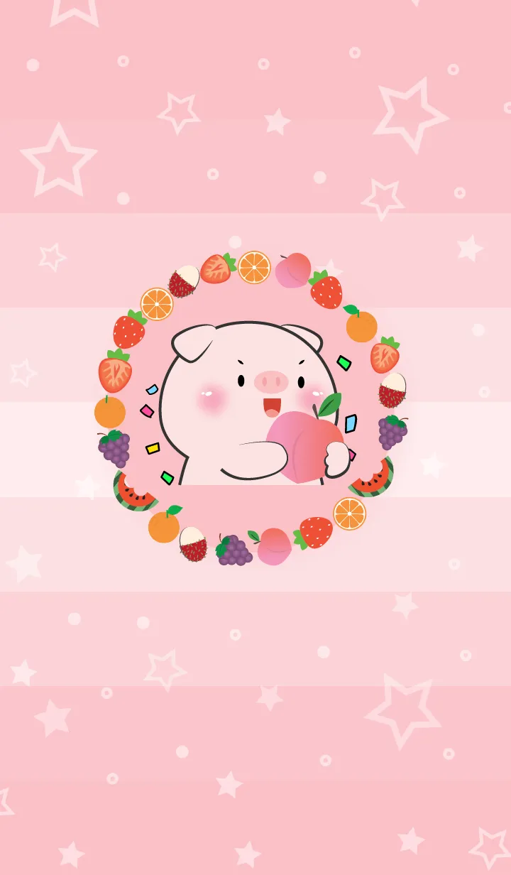 [LINE着せ替え] Simple Pig Love Fruit Theme (JP)の画像1