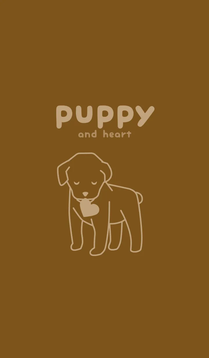 [LINE着せ替え] 子犬とハート Tabacco Brownの画像1