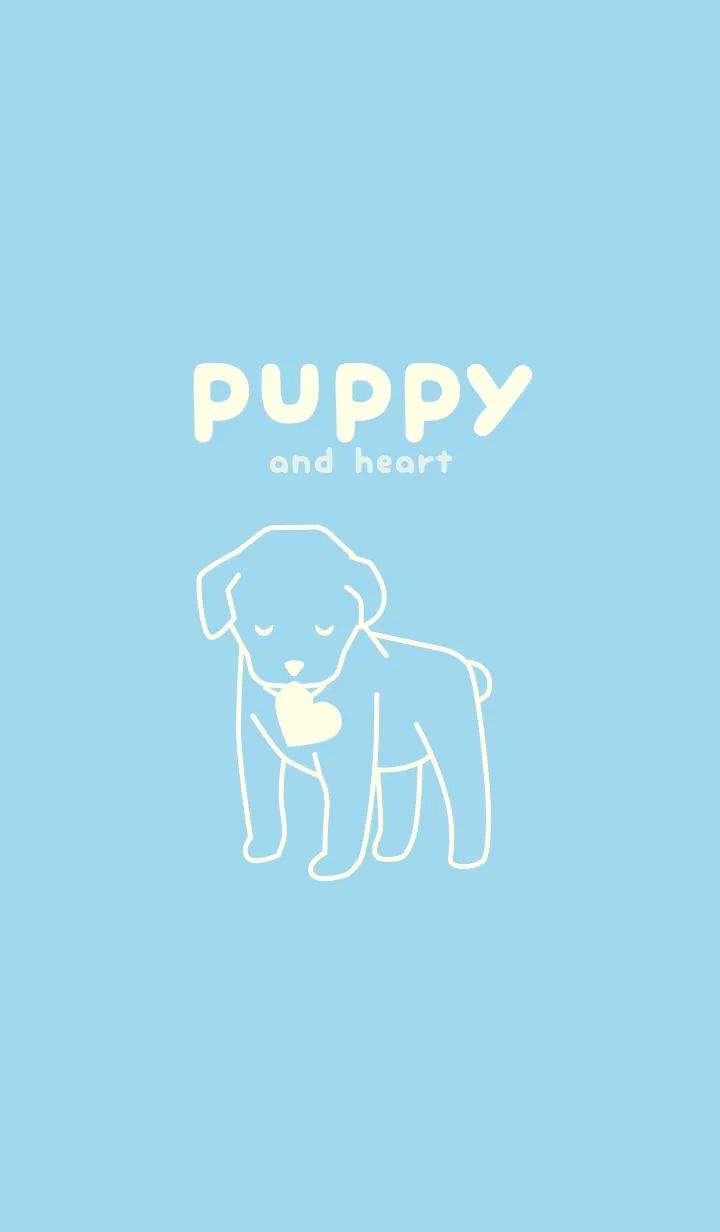 [LINE着せ替え] 子犬とハート sky blueの画像1