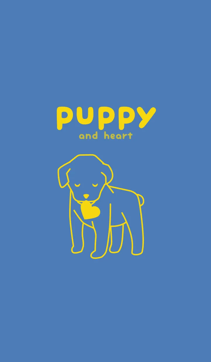 [LINE着せ替え] 子犬とハート Pale Salvia Blueの画像1