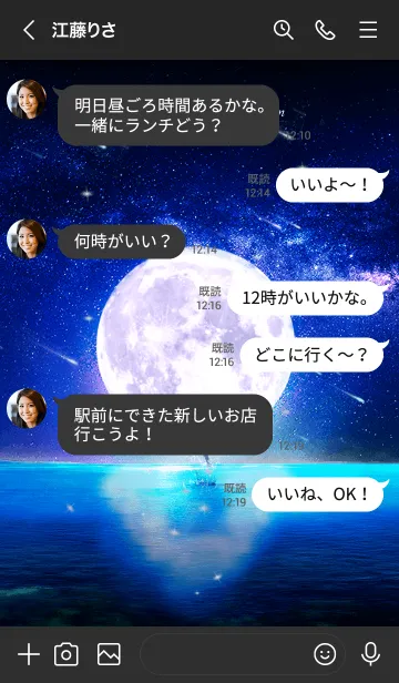 [LINE着せ替え] 幸運を運ぶ月夜のイルカ✨きくちゃん✨の画像4