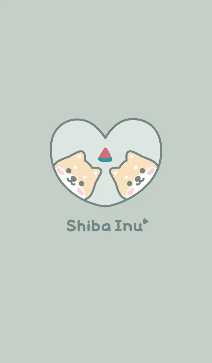 [LINE着せ替え] 柴犬すいか[くすみグリーン]の画像1