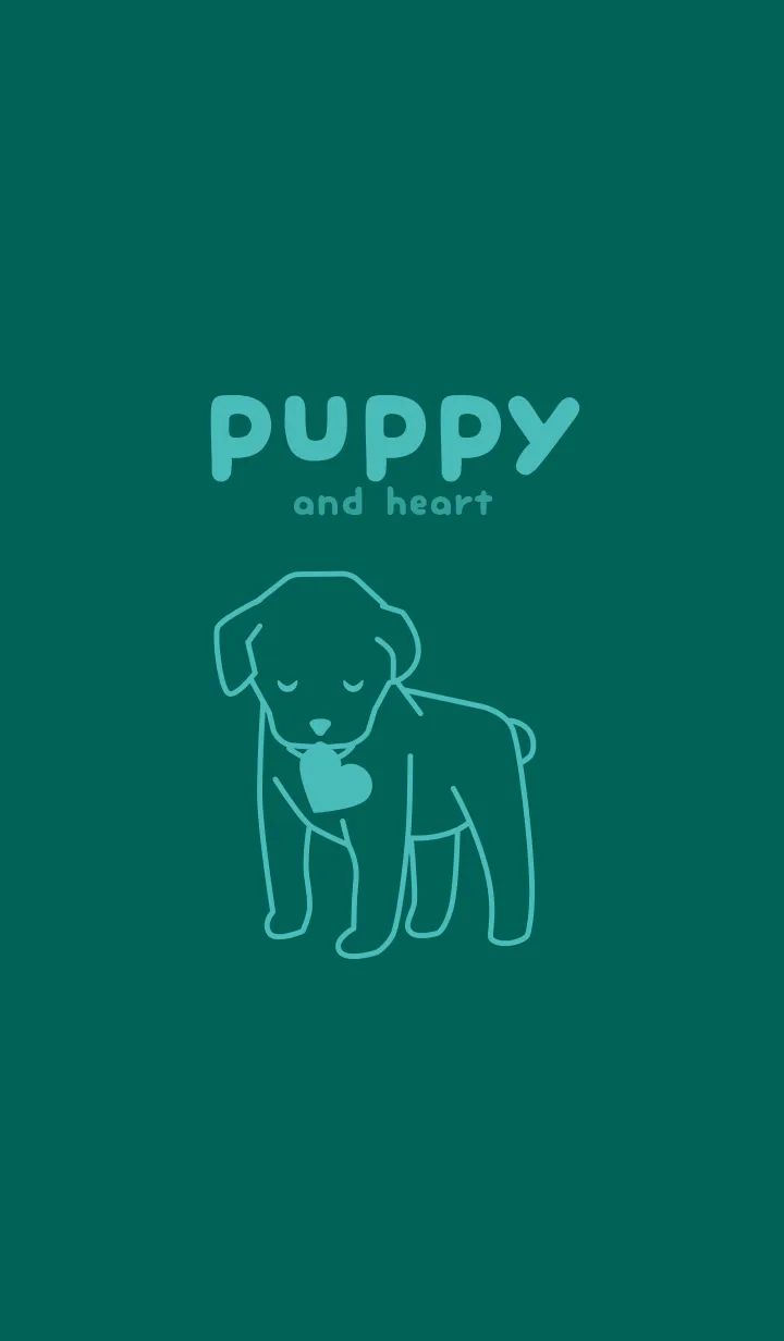 [LINE着せ替え] 子犬とハート Holly greenの画像1