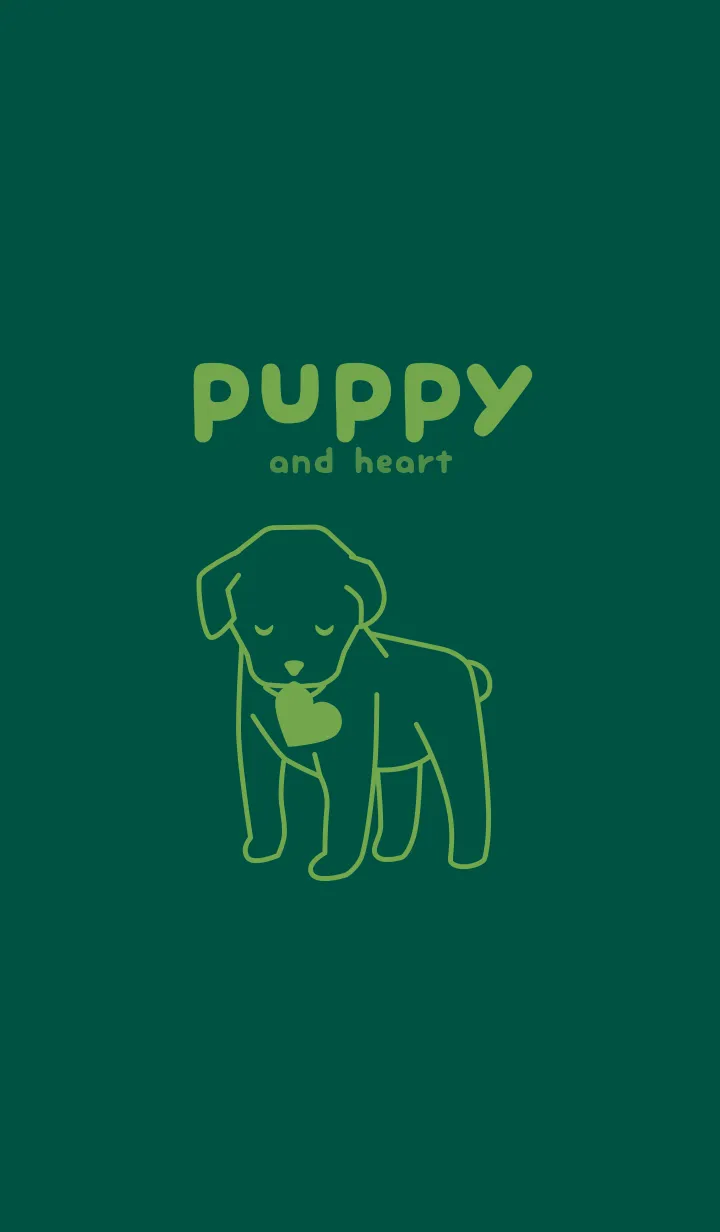 [LINE着せ替え] 子犬とハート kuroganeiroの画像1